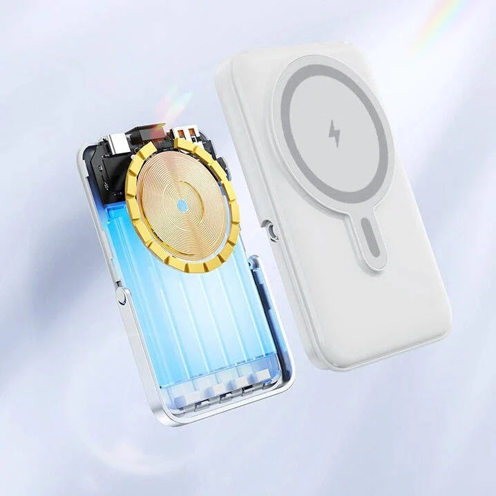 Power Bank 10000mAh Magnetic Wireless Built In Cables