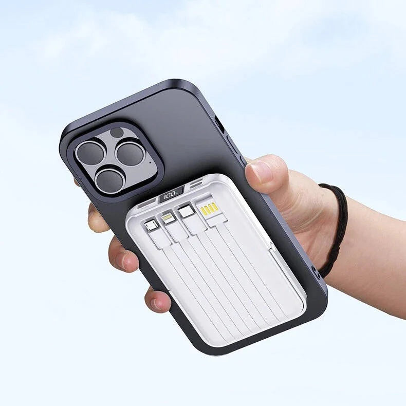 Power Bank 10000mAh Magnetic Wireless Built In Cables