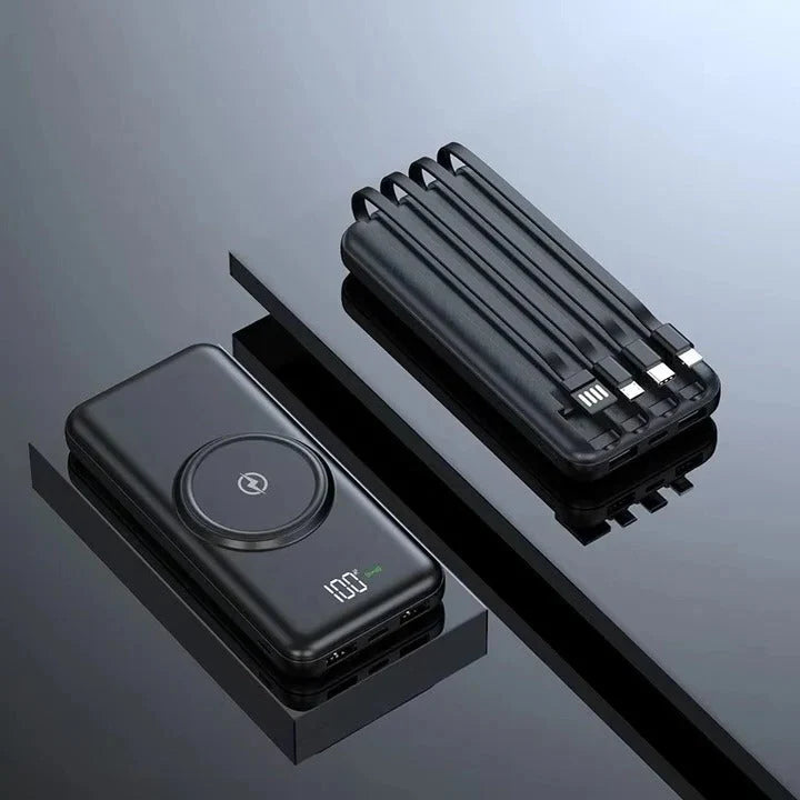 Power Bank 20,000 mAh Built-In Cables Wireless Charging