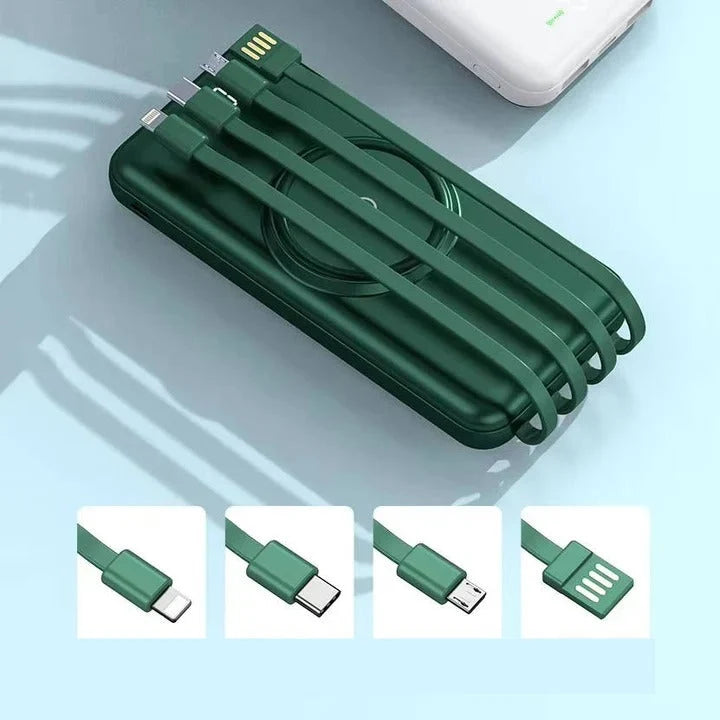 Power Bank 20,000 mAh Built-In Cables Wireless Charging