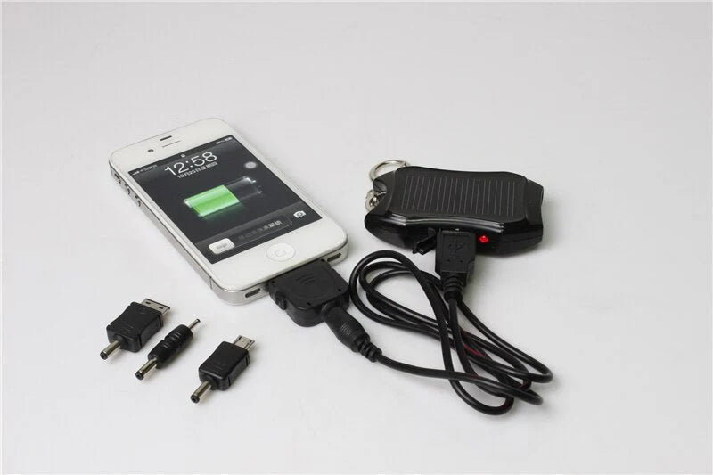 Power Bank Solar-Powered Keychain With LED Flashlight