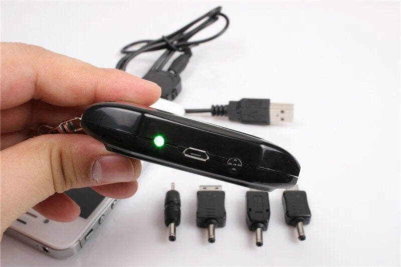 Power Bank Solar-Powered Keychain With LED Flashlight