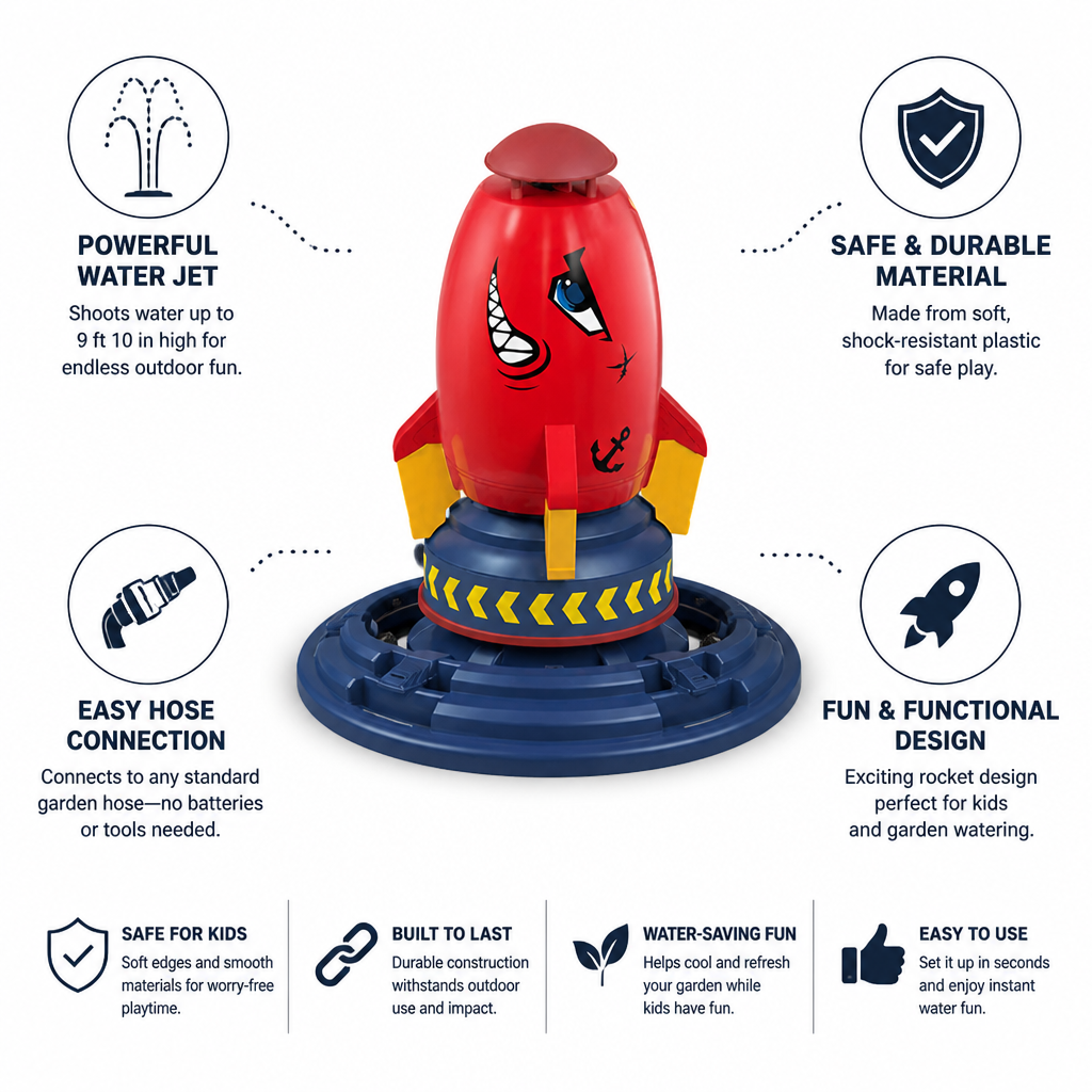 Powerful 9 Ft 10 In Water-Jet Fountain (Hose Attachment)