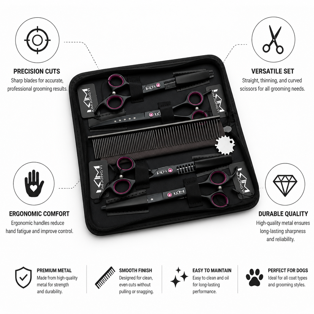 Precision & Ergonomic Dog Grooming Scissors (3-Piece Set)