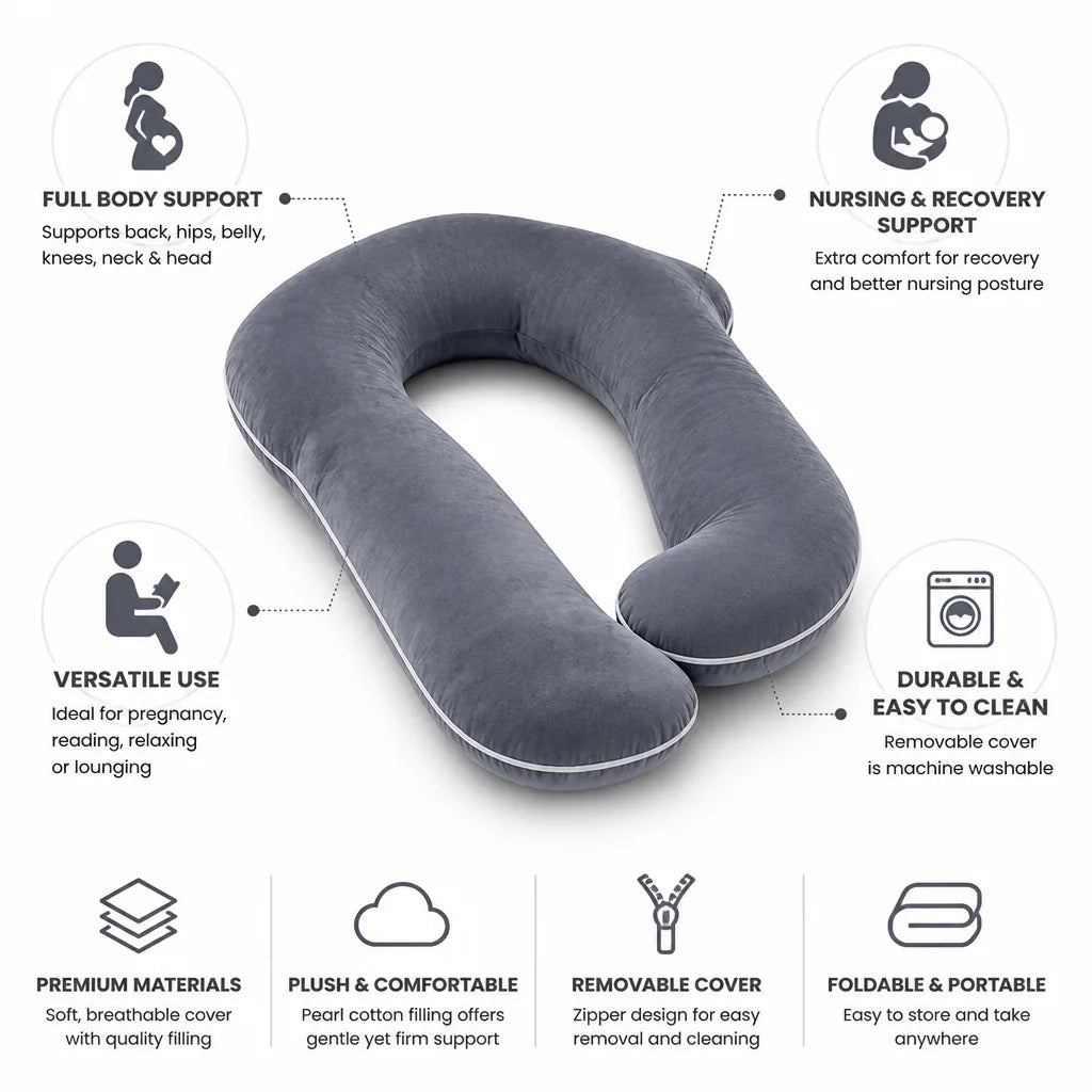 Pregnancy Body Pillow Ergonomic Huggable Removable Cotton Cover
