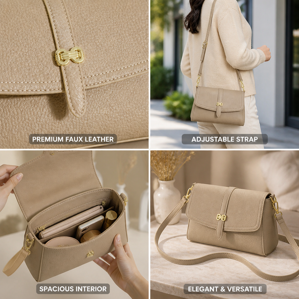 Premium Faux Leather Adjustable Strap Crossbody Bag