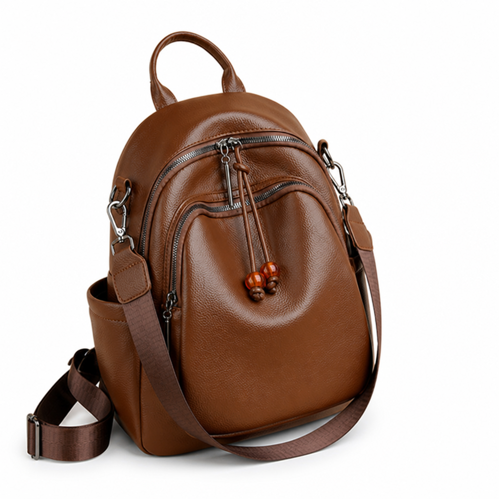 Premium Leather Multi-Pocket Travel Backpack