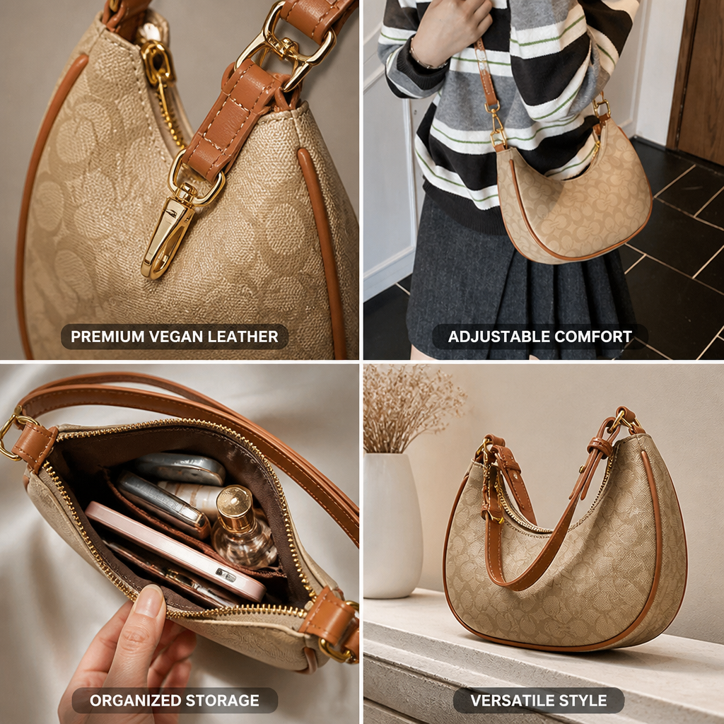 Premium Vegan Leather Adjustable Strap Shoulder Bag