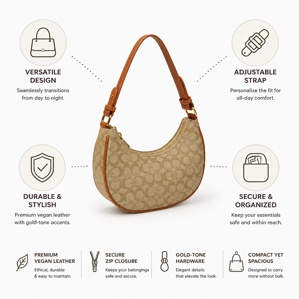 Premium Vegan Leather Adjustable Strap Shoulder Bag