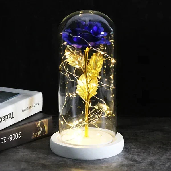 Preserved Rose Display Clear Dome LED Illuminated Base