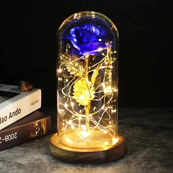 Preserved Rose Display Clear Dome LED Illuminated Base