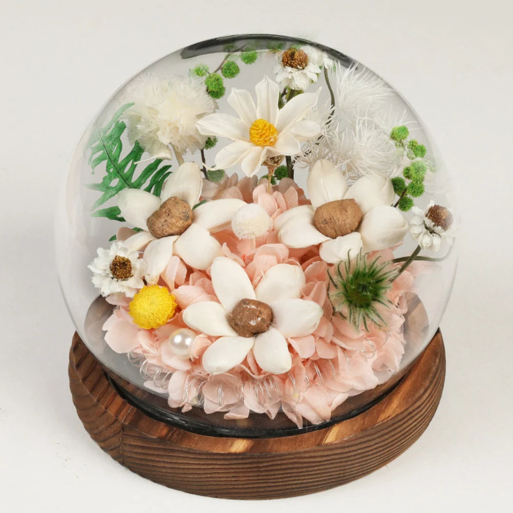 Preserved Rose Dome Warm LED & Battery Powered