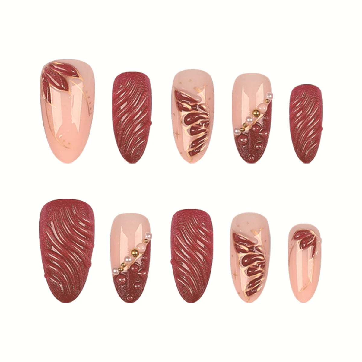 Press-On Nail Art Set Artistic Designs Long-Lasting Adhesive