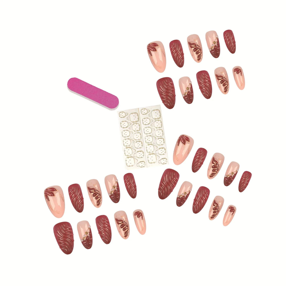 Press-On Nail Art Set Artistic Designs Long-Lasting Adhesive