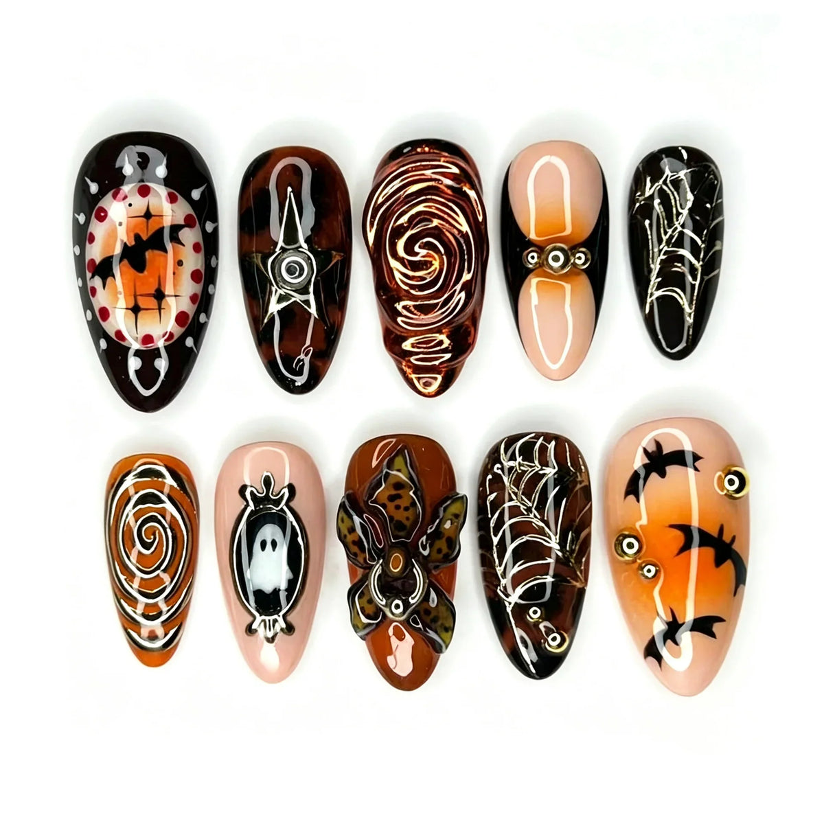 Press-On Nail Art Set Halloween-Themed Peel & Stick