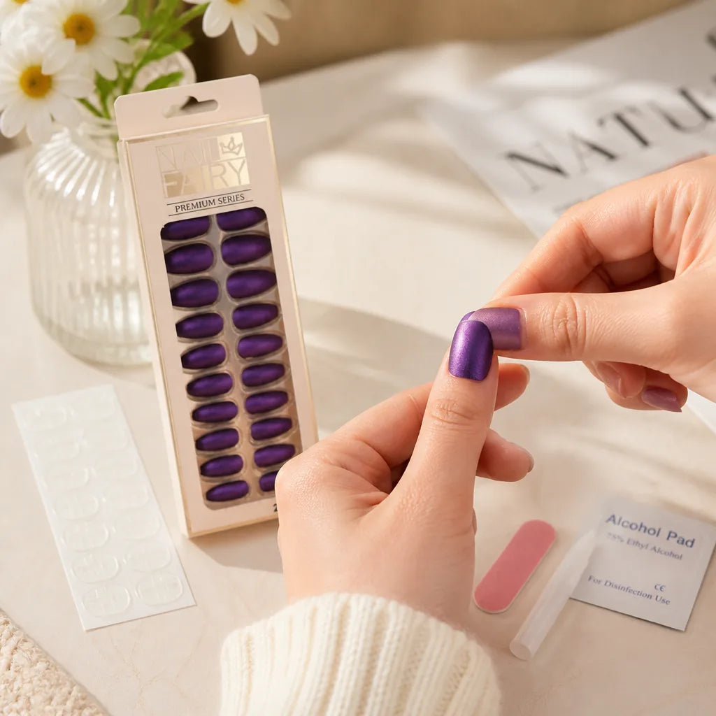 Press-On Nail Kit Reusable Jelly Gel Set of 24