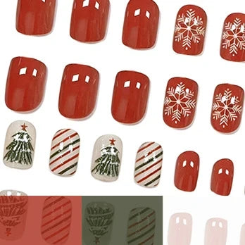 Press-On Nail Set 24-Piece Festive Holiday Designs Long-Lasting
