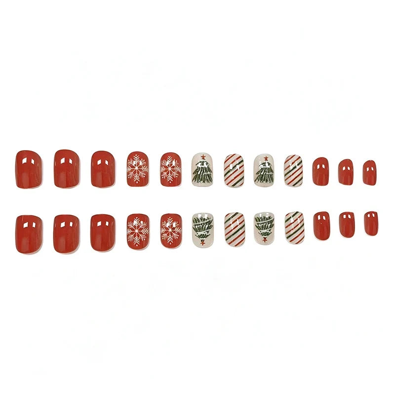 Press-On Nail Set 24-Piece Festive Holiday Designs Long-Lasting