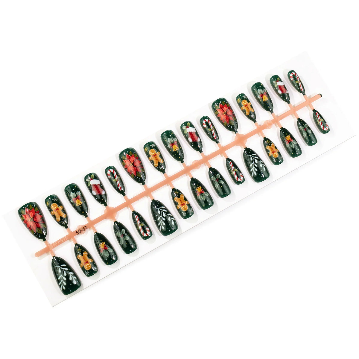 Press-On Nail Set Christmas Designs & Multiple Sizes