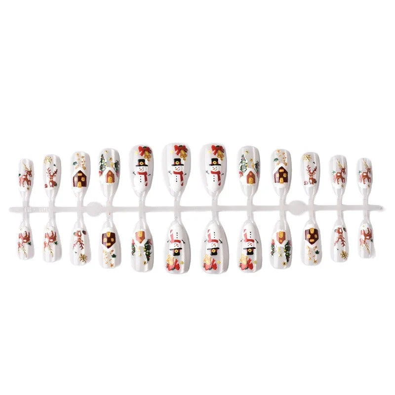 Press-On Nail Set Christmas Designs Peel-And-Stick & Reusable