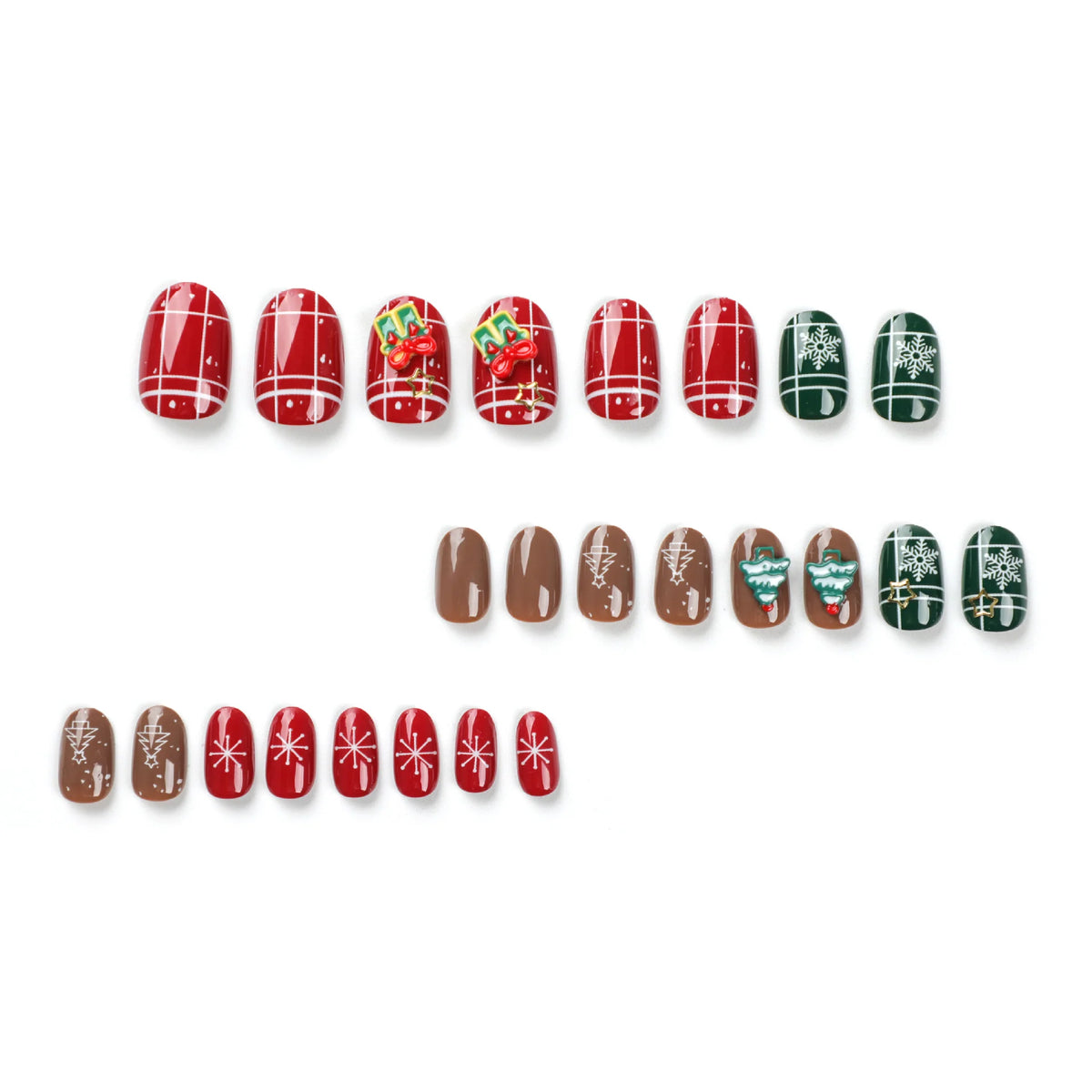 Press-On Nail Set Christmas Motifs Long-Lasting Wear