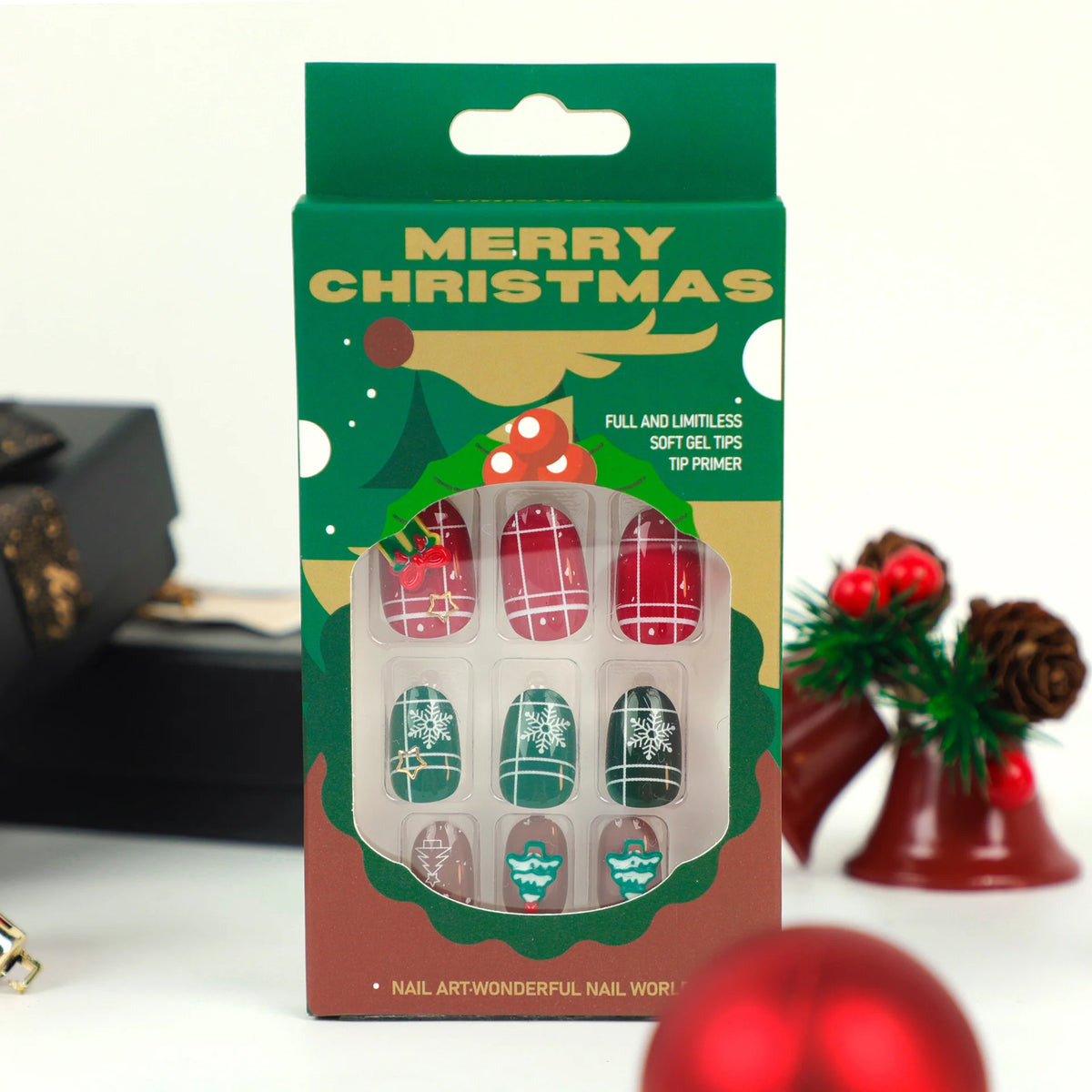 Press-On Nail Set Christmas Motifs Long-Lasting Wear
