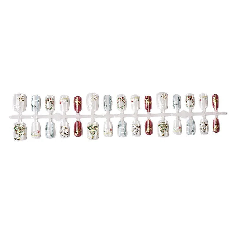 Press-On Nail Set Easy Application & Holiday Designs