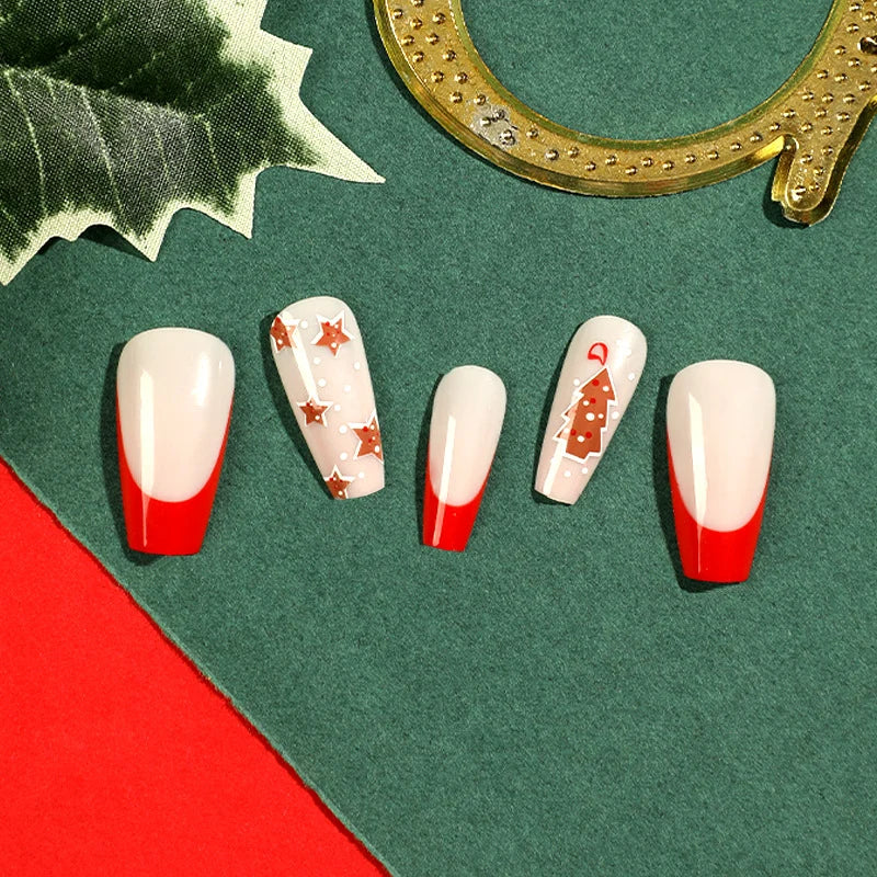 Press-On Nail Set Festive Christmas Designs Long-Lasting