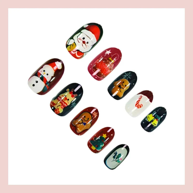 Press-On Nail Set Festive Christmas Designs Reusable & Non-Toxic