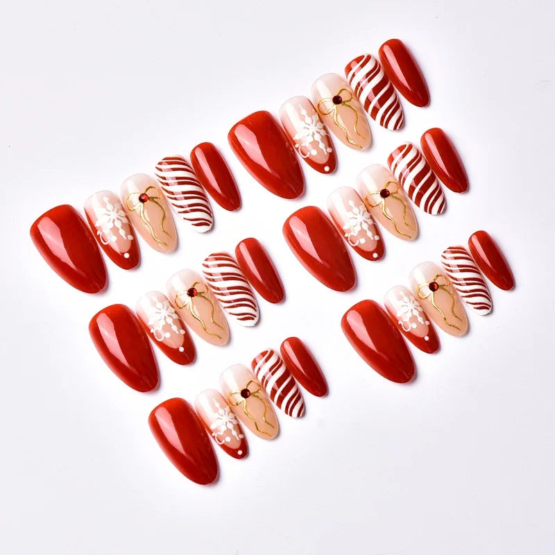 Press-On Nail Set Festive Designs Comfort Fit