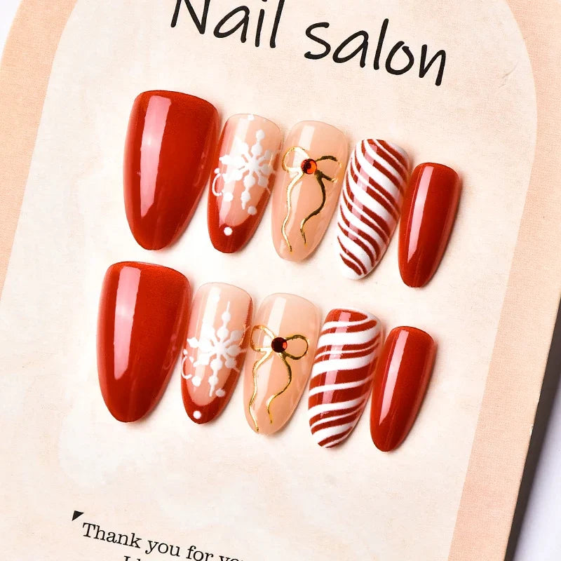 Press-On Nail Set Festive Designs Comfort Fit
