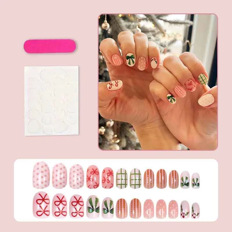 Press-On Nail Set Festive Designs Easy-Apply & Long-Lasting