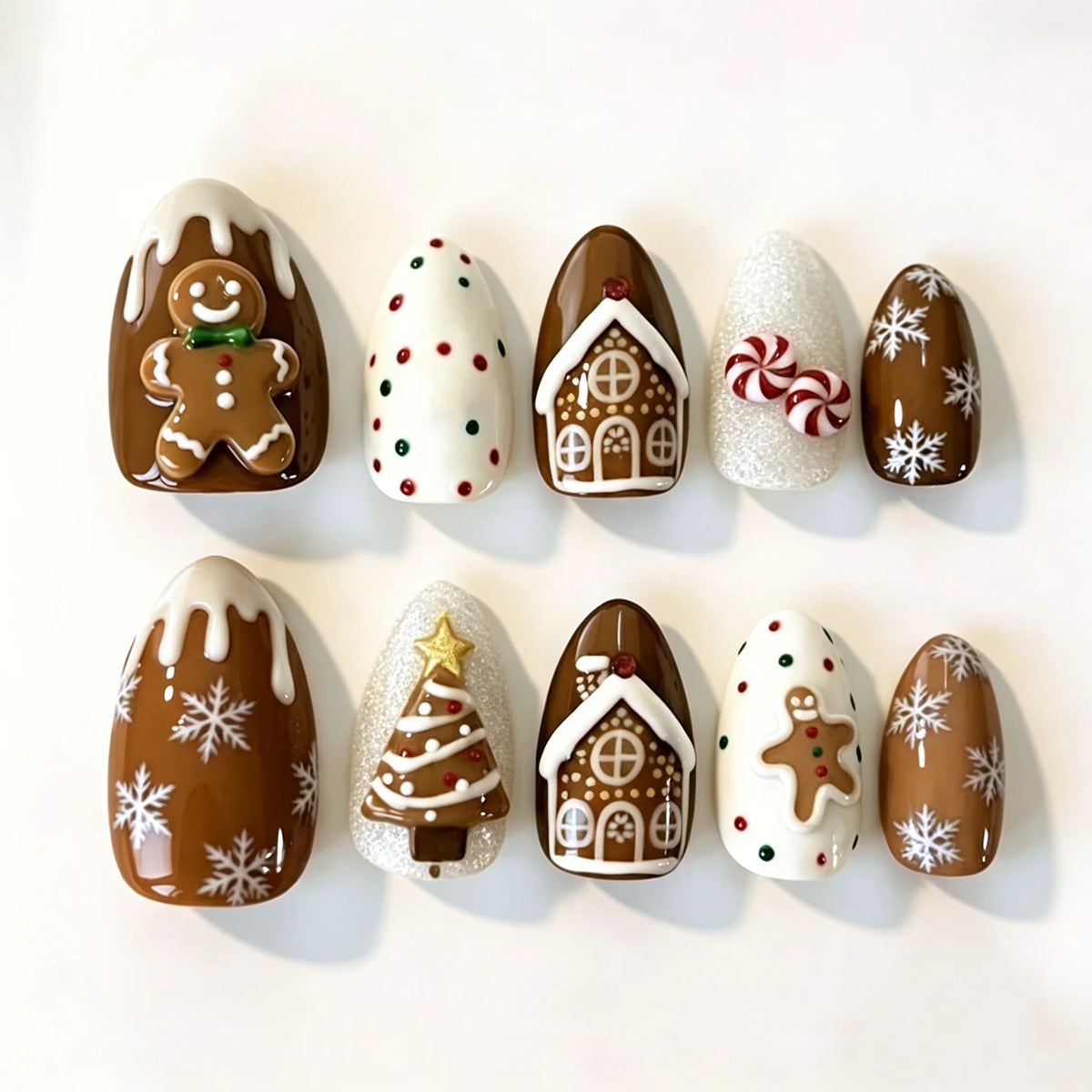 Press-On Nail Set Festive Designs No-Glue Long-Lasting Wear