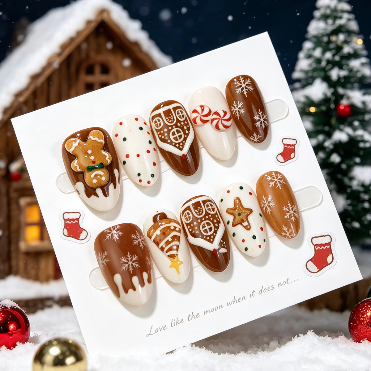 Press-On Nail Set Festive Designs No-Glue Long-Lasting Wear