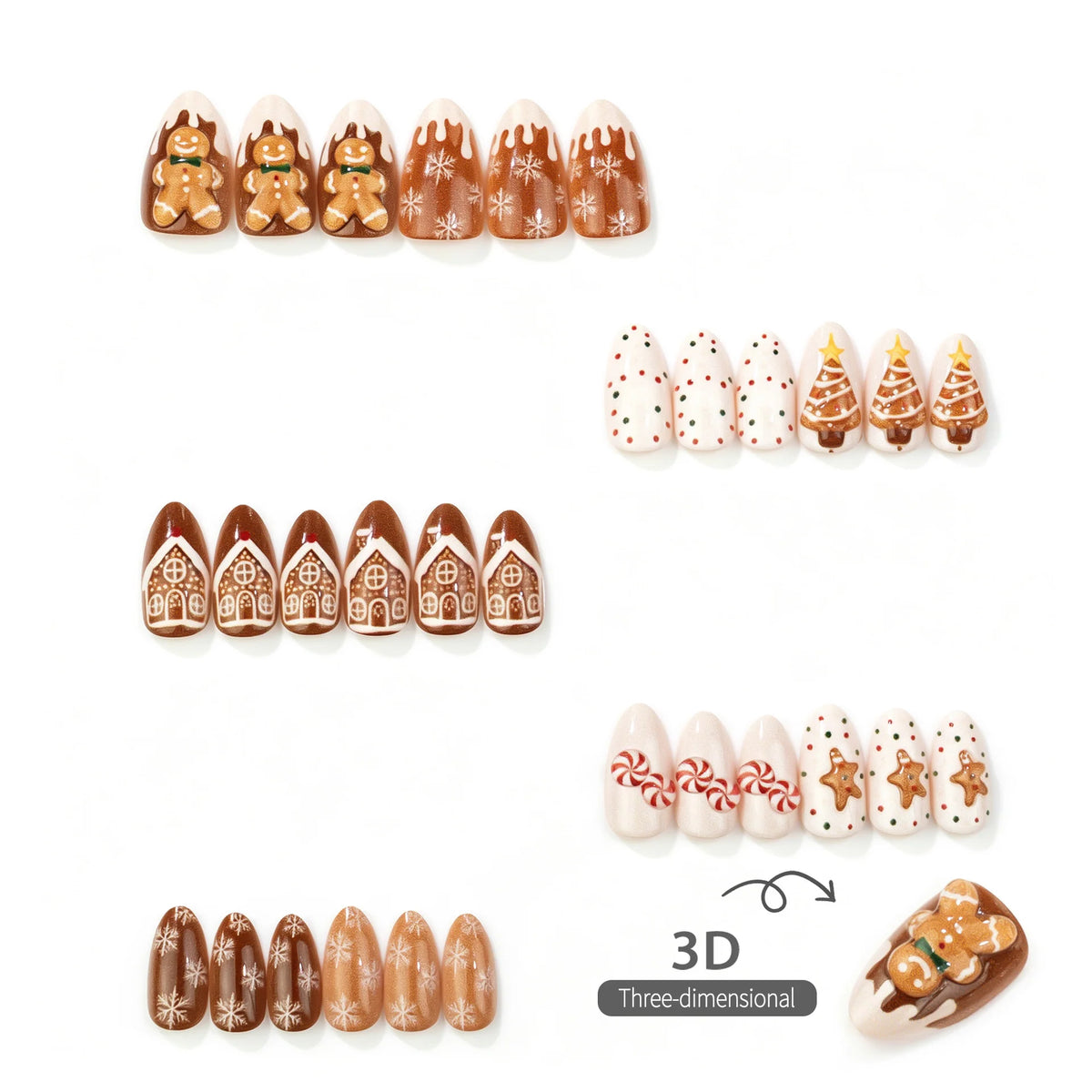 Press-On Nail Set Festive Designs No-Glue Long-Lasting Wear