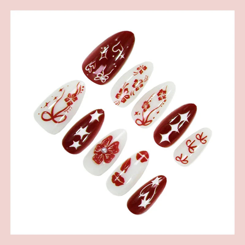 Press-On Nail Set Festive Designs No-Glue Multiple Sizes