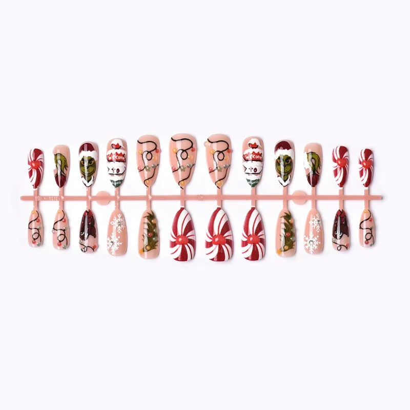Press-On Nail Set Festive Designs Peel & Stick Non-Toxic