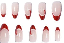 Press-On Nail Set Festive French Tips Reusable Adhesive Tabs