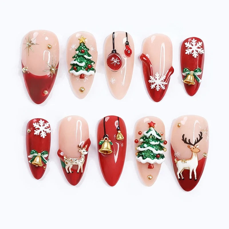 Press-On Nail Set Festive Glitter Non-Toxic
