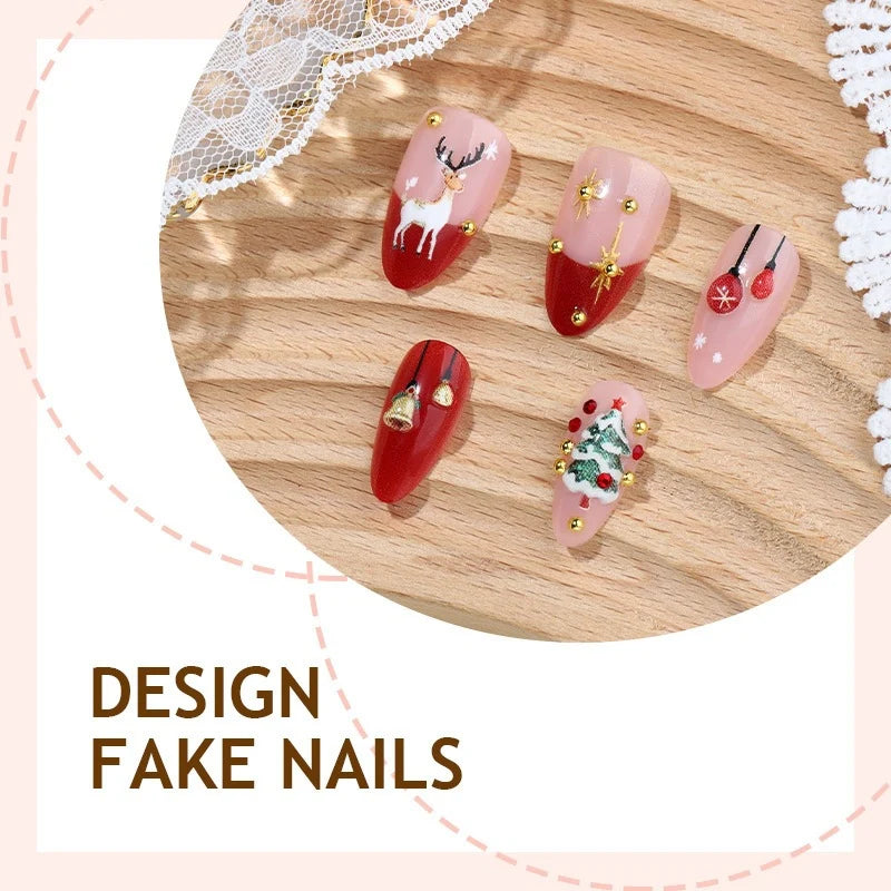 Press-On Nail Set Festive Glitter Non-Toxic