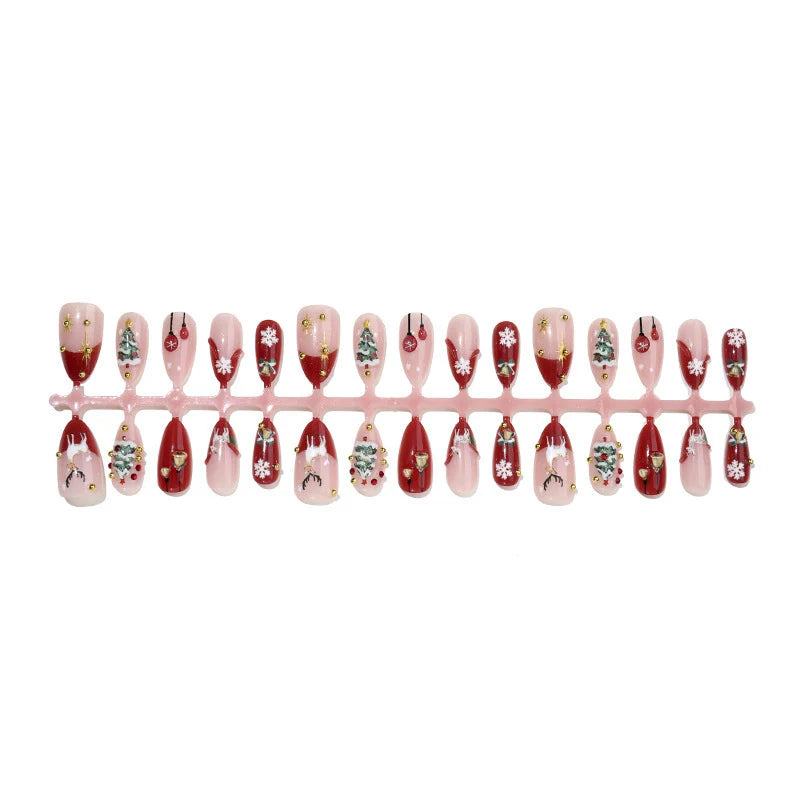 Press-On Nail Set Festive Glitter Non-Toxic