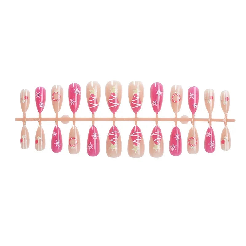 Press-On Nail Set Festive Holiday Designs Reusable & Long-Lasting