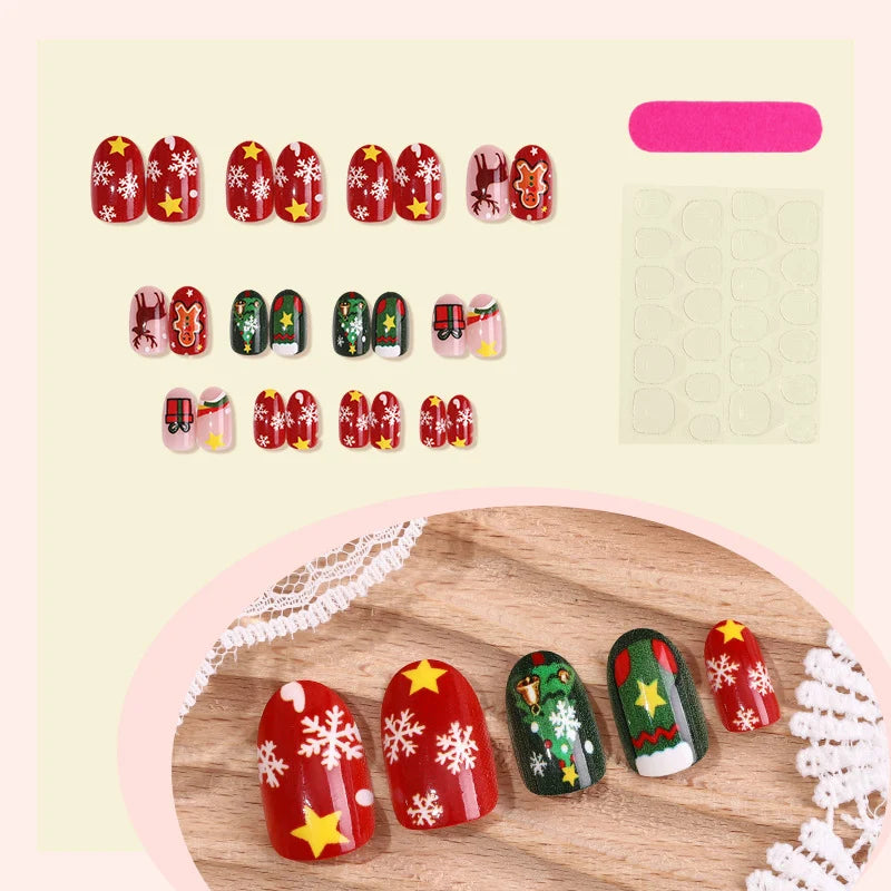 Press-On Nail Set Festive Holiday Designs Reusable Peel-And-Press