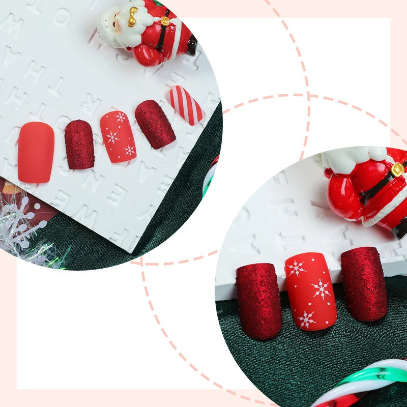 Press-On Nail Set Festive Patterns Easy DIY