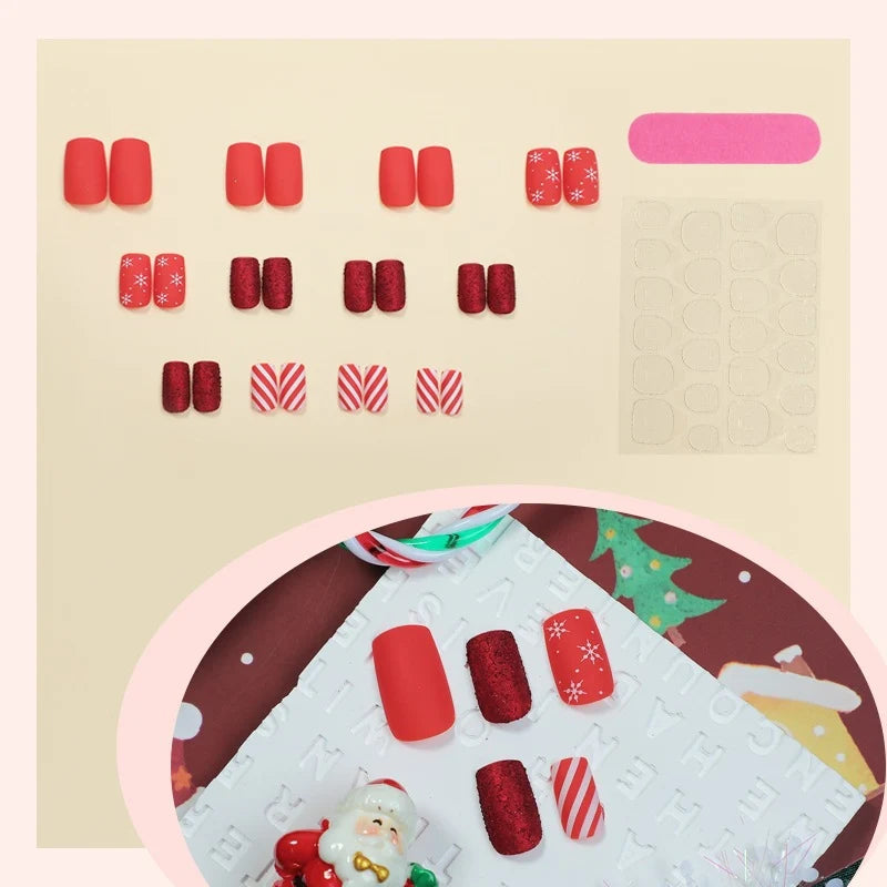 Press-On Nail Set Festive Patterns Easy DIY