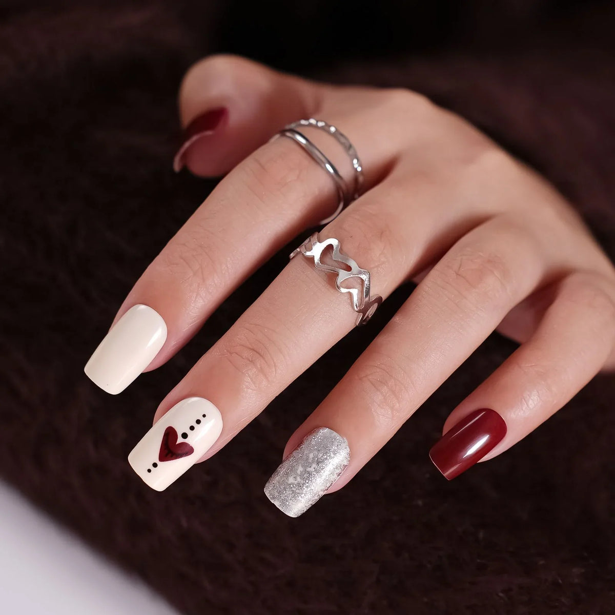 Press-On Nail Set Festive Reindeer & Candy Cane