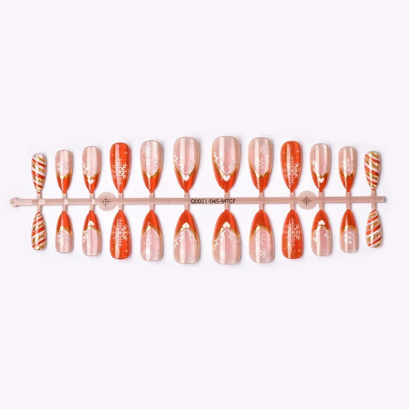 Press-On Nail Set Festive Snowflake & Heart Easy Application