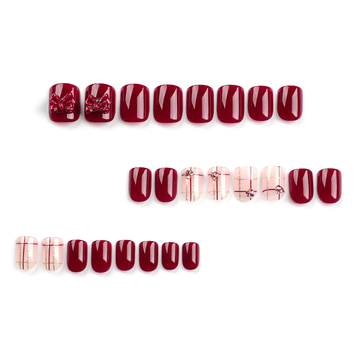 Press-On Nail Set Floral & Sparkle Long-Lasting Easy At-Home