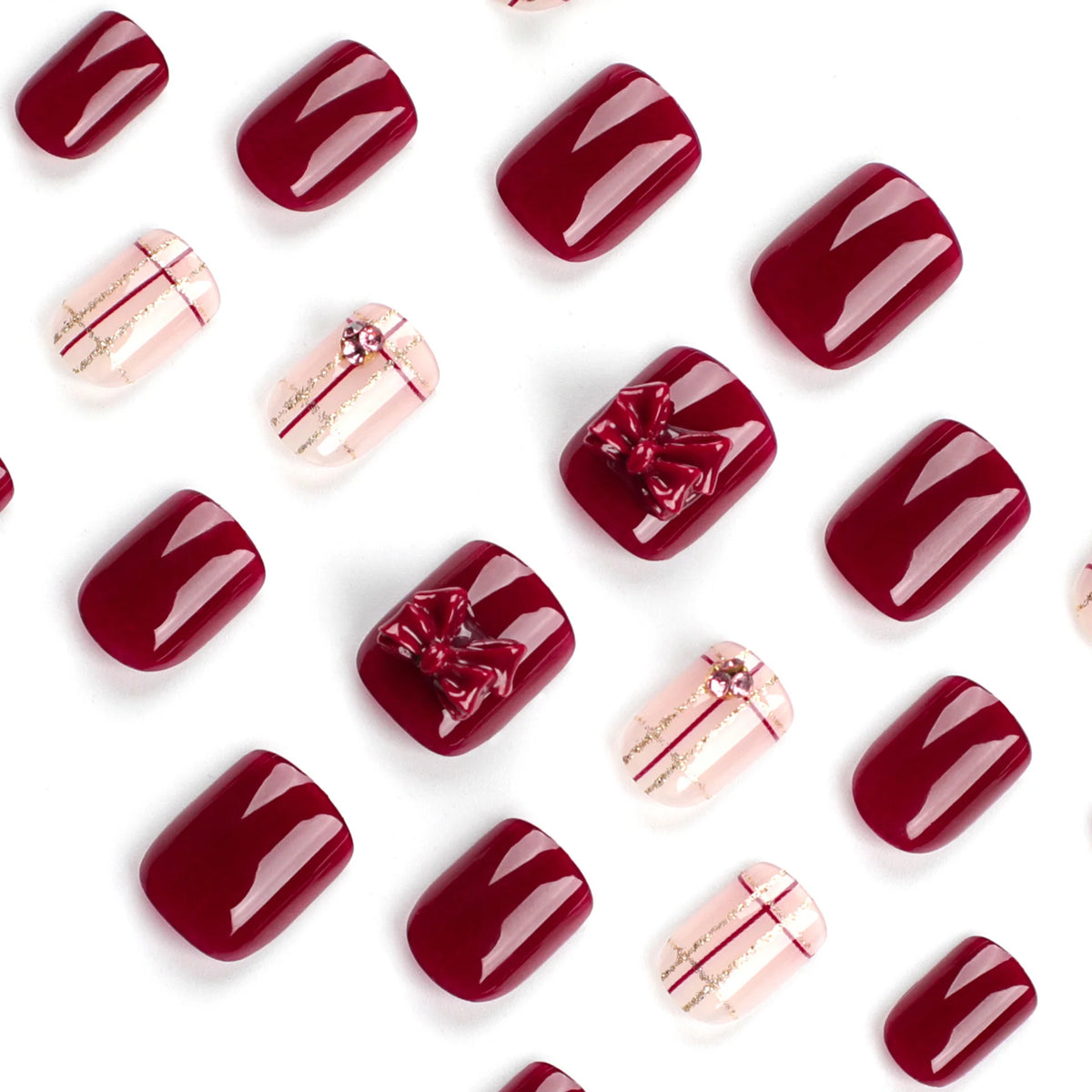 Press-On Nail Set Floral & Sparkle Long-Lasting Easy At-Home