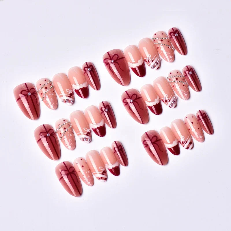 Press-On Nail Set Gift-Themed Designs Quick-Apply High-Shine
